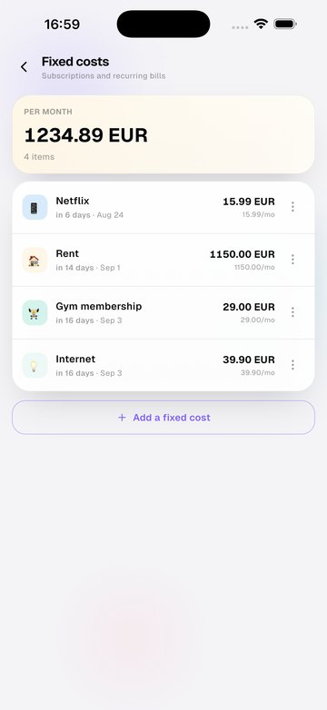 Add recurring costs