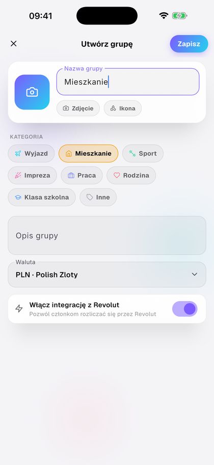 Załóż grupę dla mieszkania.