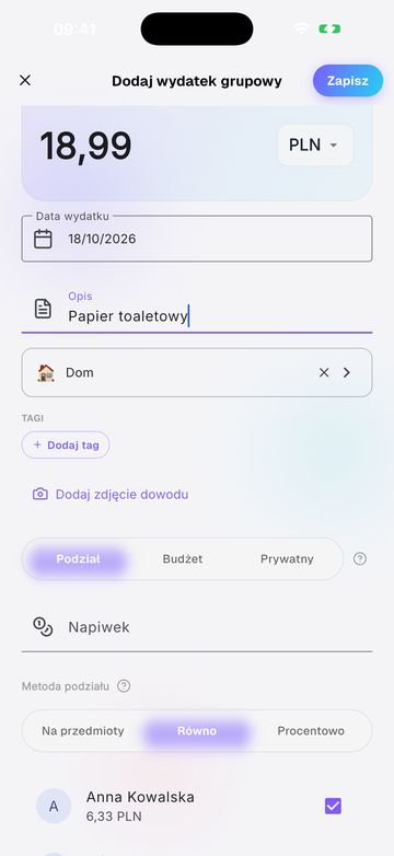 Dodaj wydatek