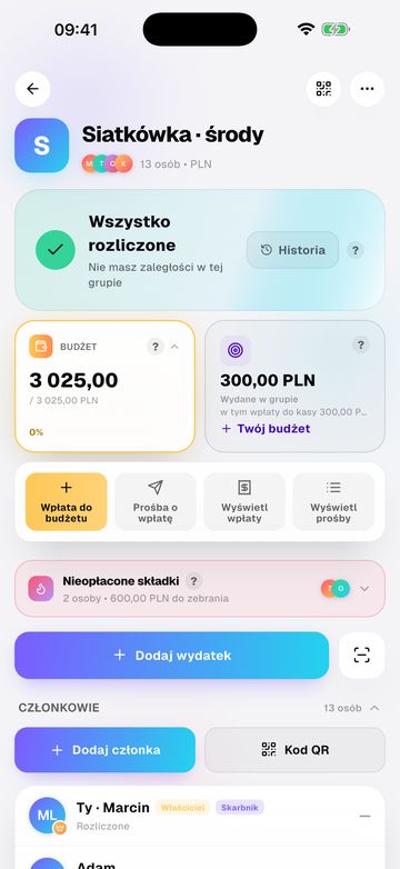 Otwórz budżet grupy