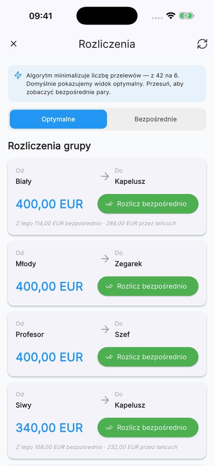 Rozliczcie cały tydzień sześcioma przelewami.
