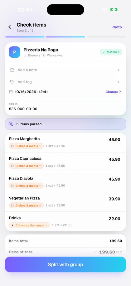 Scan the receipt. AI reads every line.
