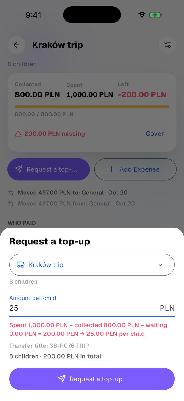 Short? Ask for a top-up per child.
