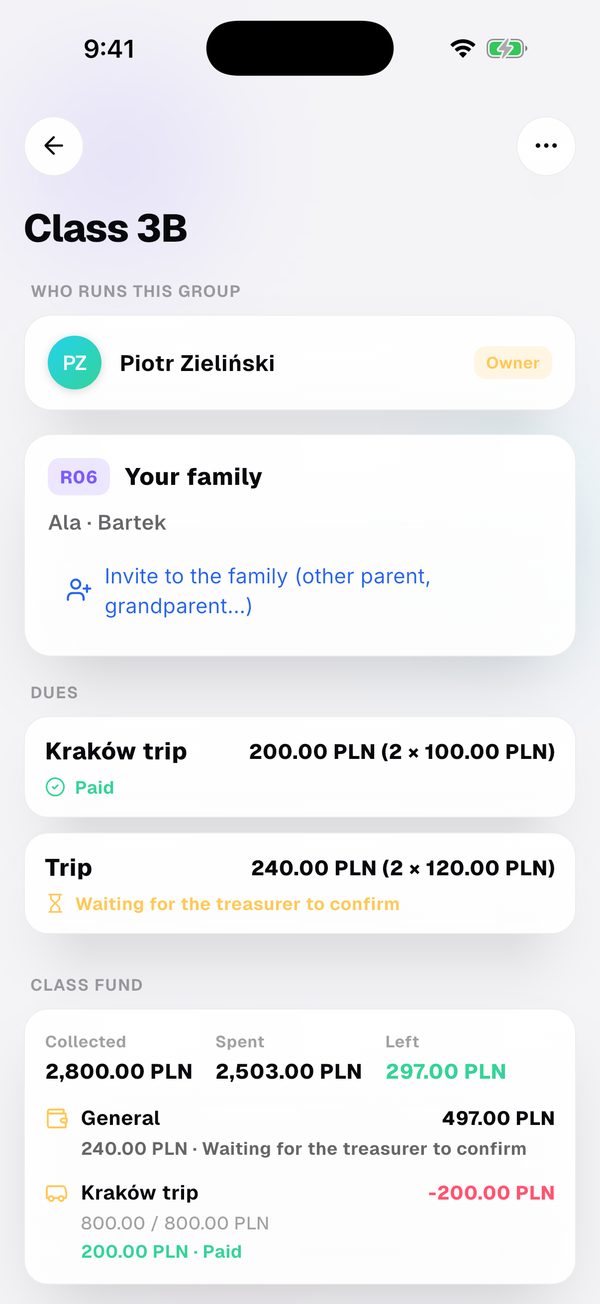 A parent sees only their family.