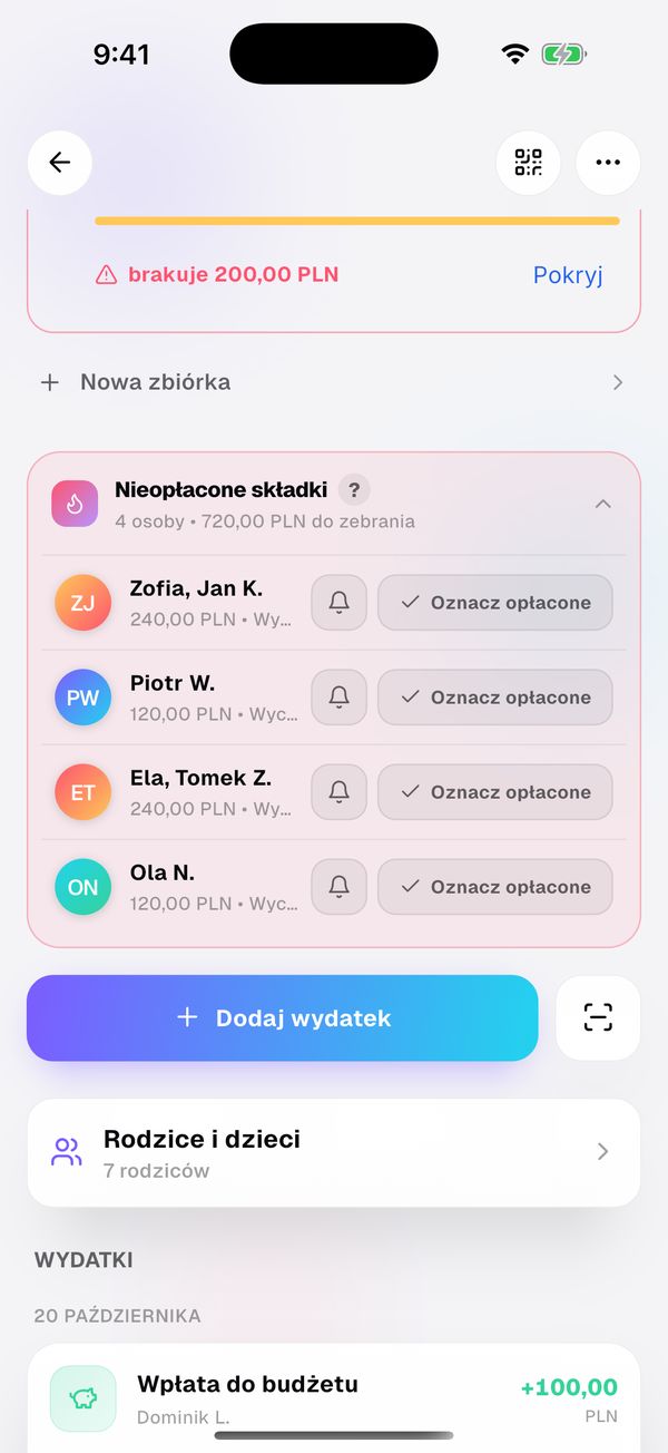 Lista nieopłaconych składek z przypomnieniem
