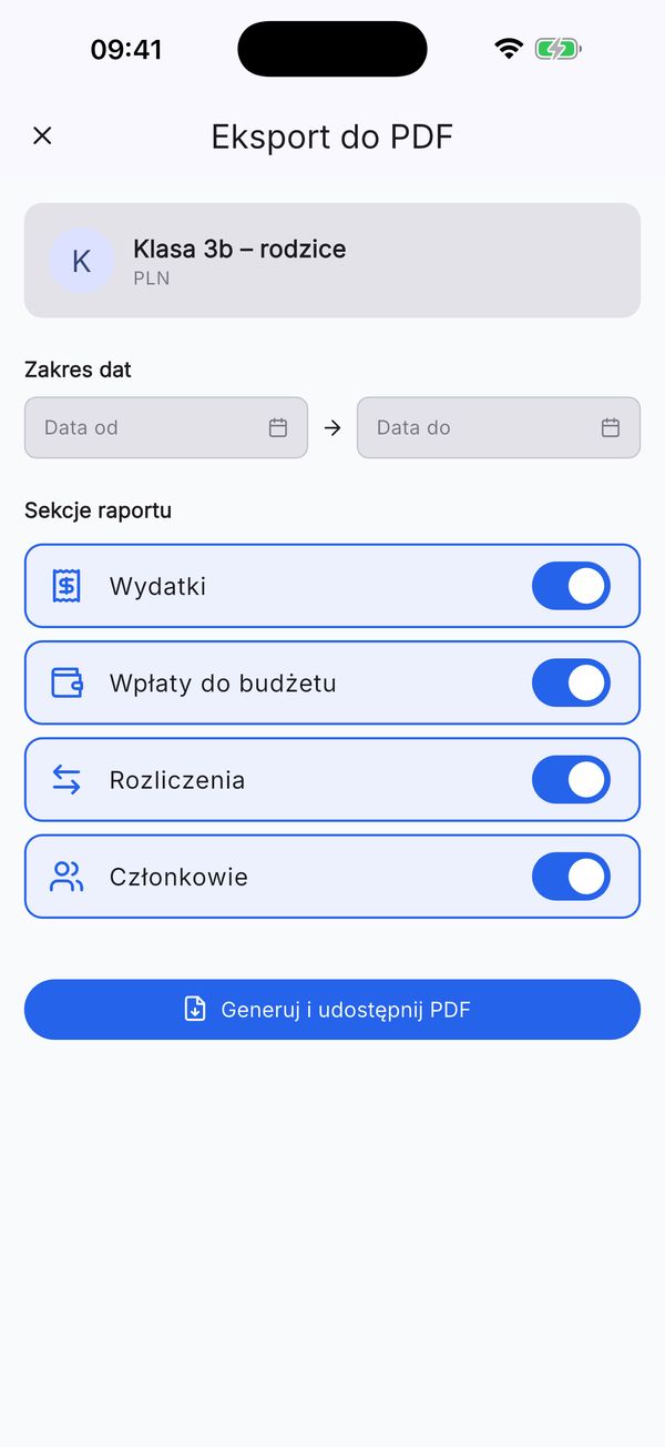 Eksport rozliczenia do PDF